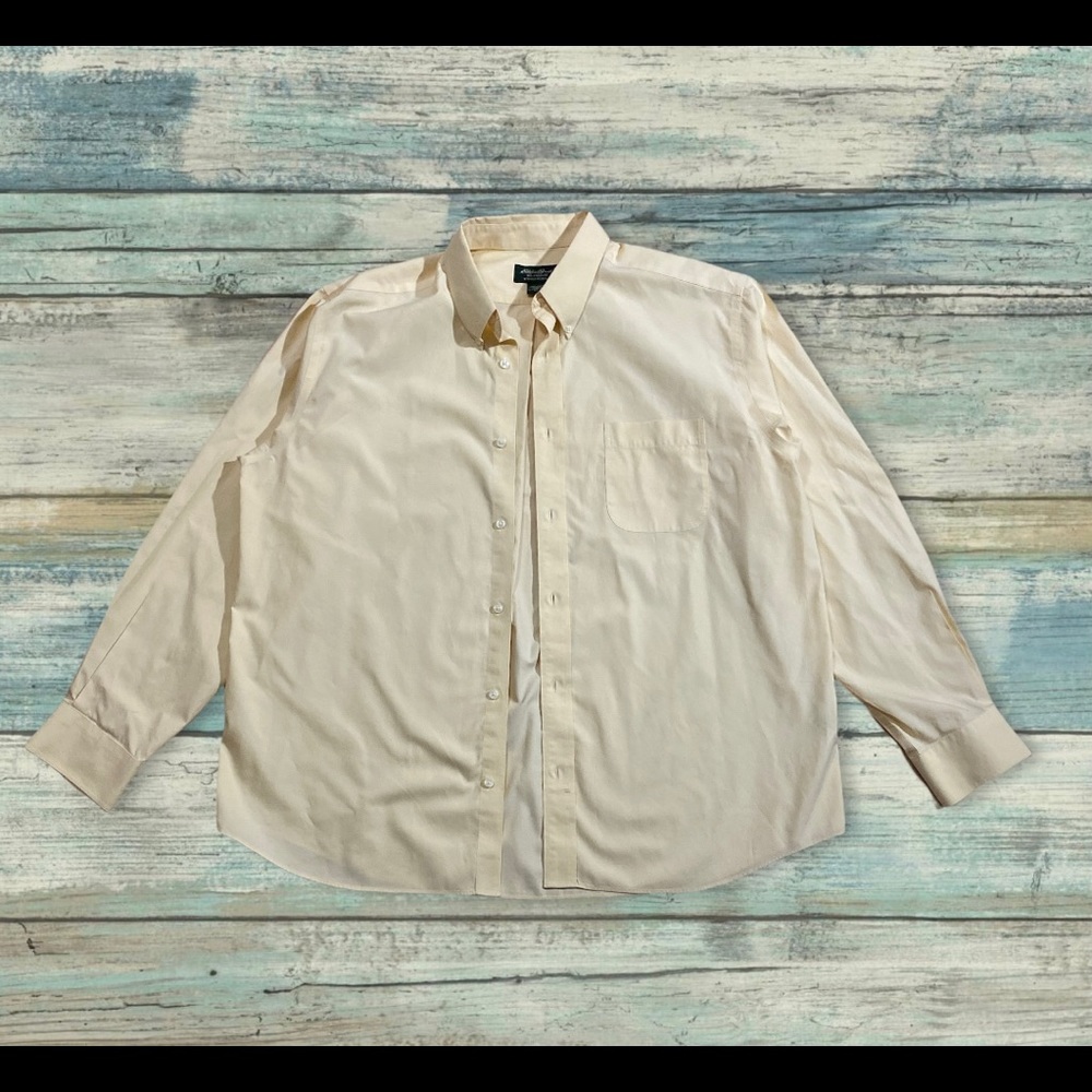 Eddie Bauer Men's XL Yellow Wrinkle Resistant Oxford Shirt